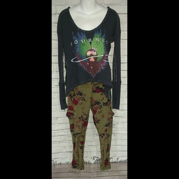 Lucky Brand Floral Army Green Linen Cargo Pants - Picture 5 of 7